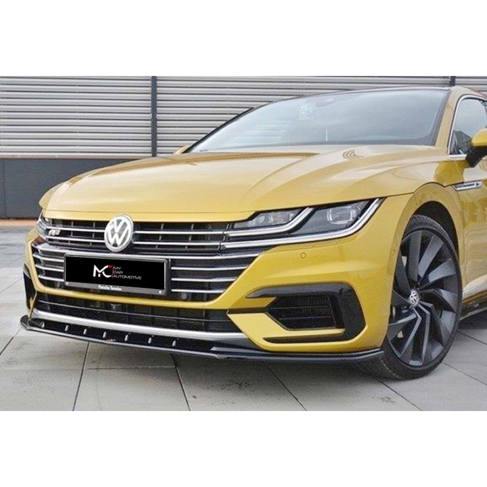 VW Arteon Mk1 2017+ - Tampon Lip/Ön, A Plus R Line V3 Stil, Piano Black Parlak Ürün Yüzeyi, Vakum