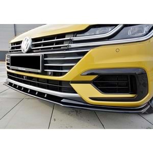 VW Arteon Mk1 2017+ - Tampon Lip/Ön, A Plus R Line V3 Stil, Piano Black Parlak Ürün Yüzeyi, Vakum