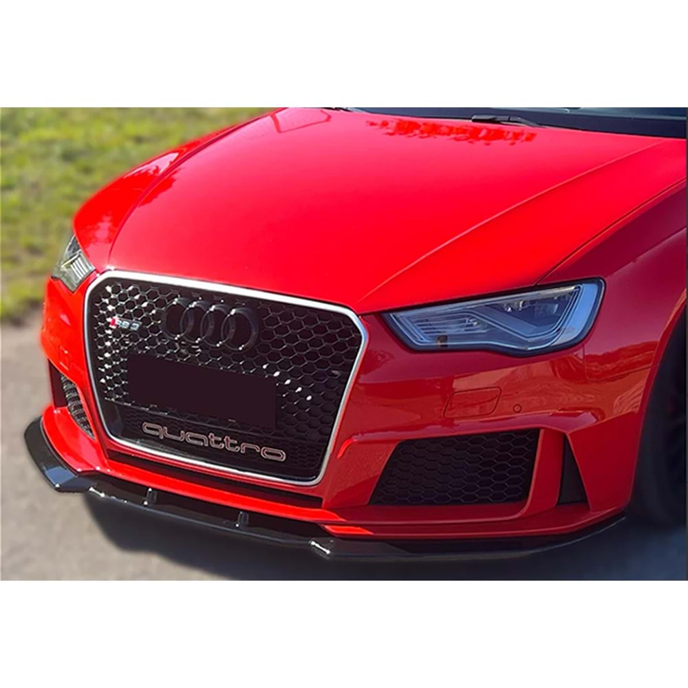 Audi A3 RS 8V SB 2012+ - Tampon Lipi/Ön, A Plus RS3 V1 Stil, Piano Black Parlak Ürün Yüzeyi, Vakum