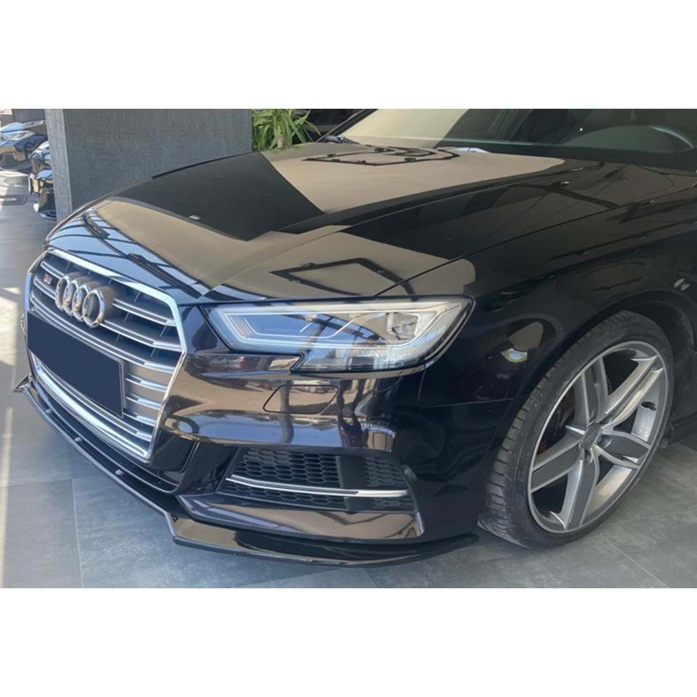 Audi A3 S3 8V FL 2017+ - Tampon Lipi/Ön A Plus S3 S Line V2 Stil, Piano Black Parlak Ürün Yüzeyi, Vkm.