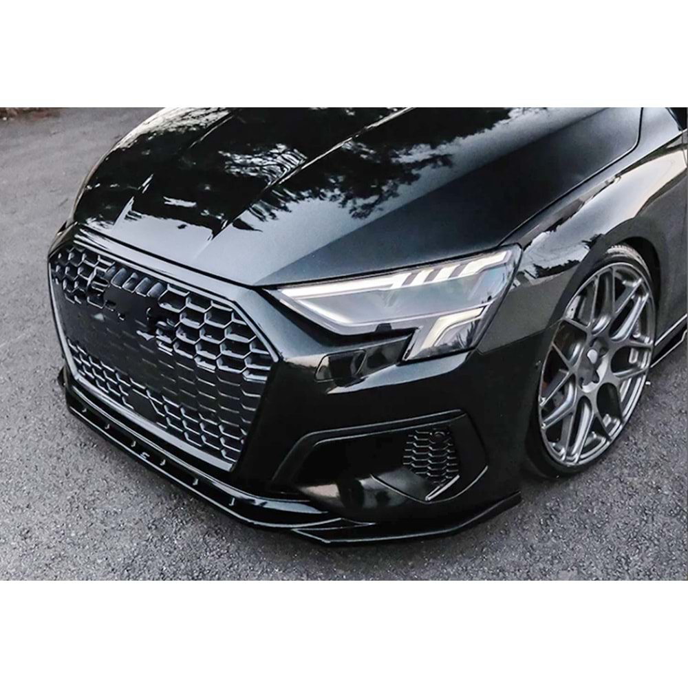 Audi A3 8Y HB/SD 2020+ - Tampon Lip/Lip, A Plus Std. Line V1 Stil, Piano Black Parlak Ürün Yüzeyi, Vakum