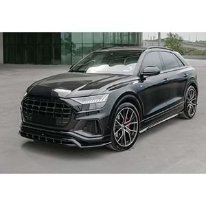 Audi Q8 S Mk1 2019+ - Tampon Lipi/Ön, A Plus S/S Line V1 Stil, Piano Black Parlak Ürün Yüzeyi, Vakum