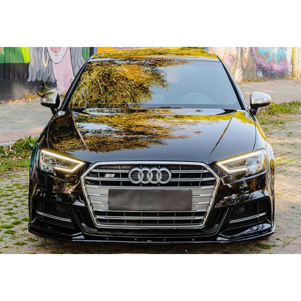 Audi A3 S3 8V SB FL 2017+ - Tampon Lipi /Ön, A Plus S3/S Line V2 Stil, Piano Black Parlak Ürün Yüzeyi, Vakum