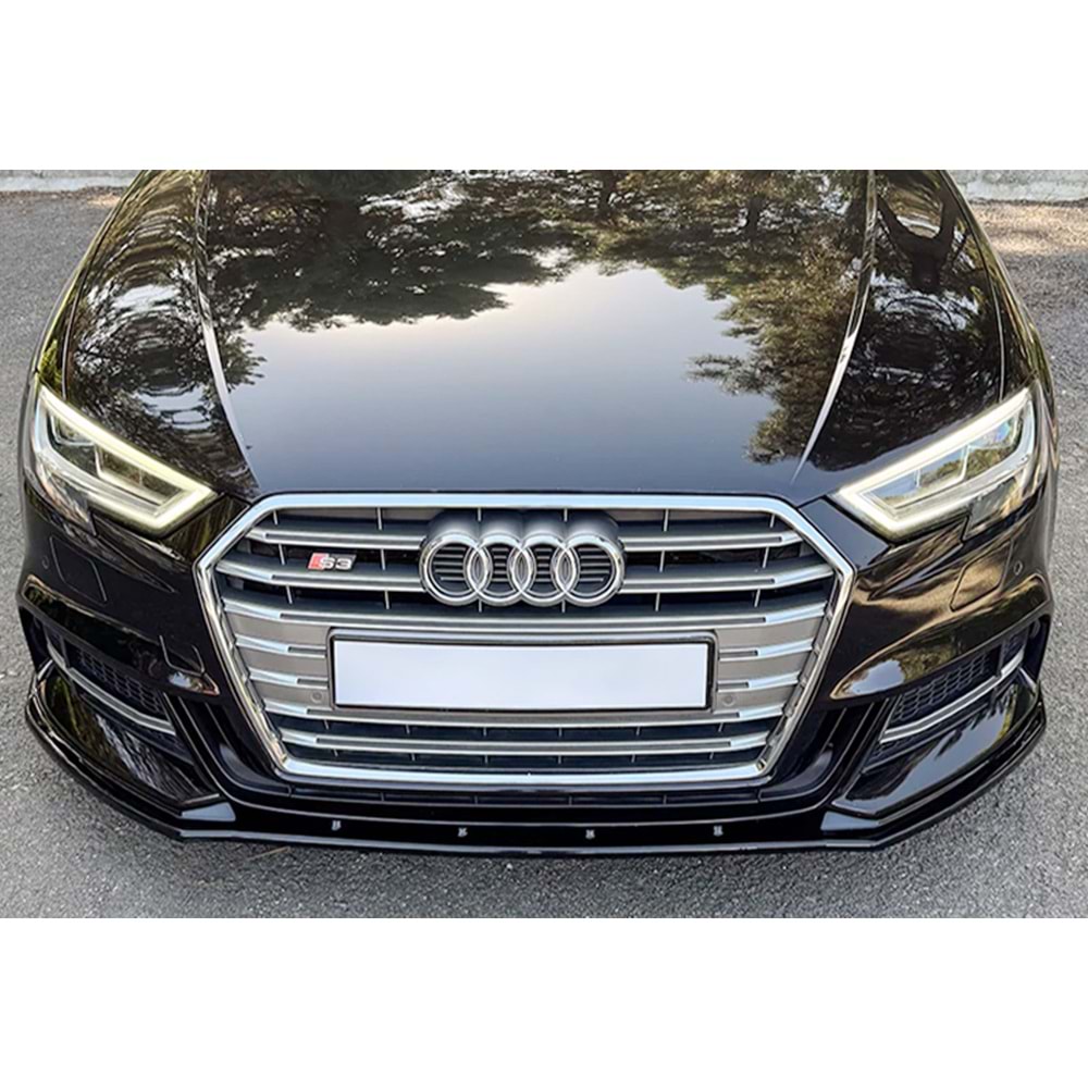 Audi A3 S3 8V SB FL 2017+ - Tampon Lipi /Ön, A Plus S3/S Line V2 Stil, Piano Black Parlak Ürün Yüzeyi, Vakum
