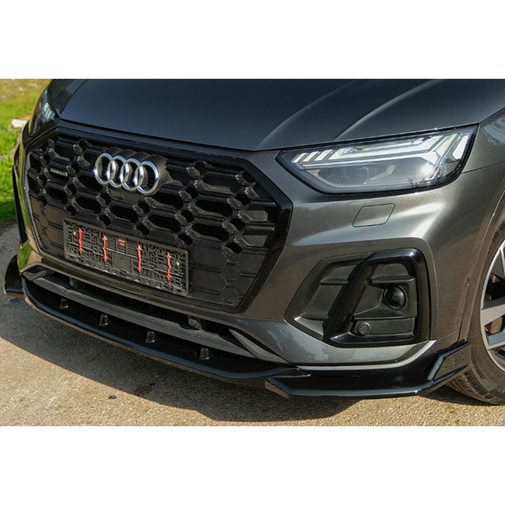 Audi Q5 Mk2 FL 2021+ - Tampon Lipi/Ön A Plus S/S Line V1 Stil, Piano Black Parlak Ürün Yüzeyi, Vkm.