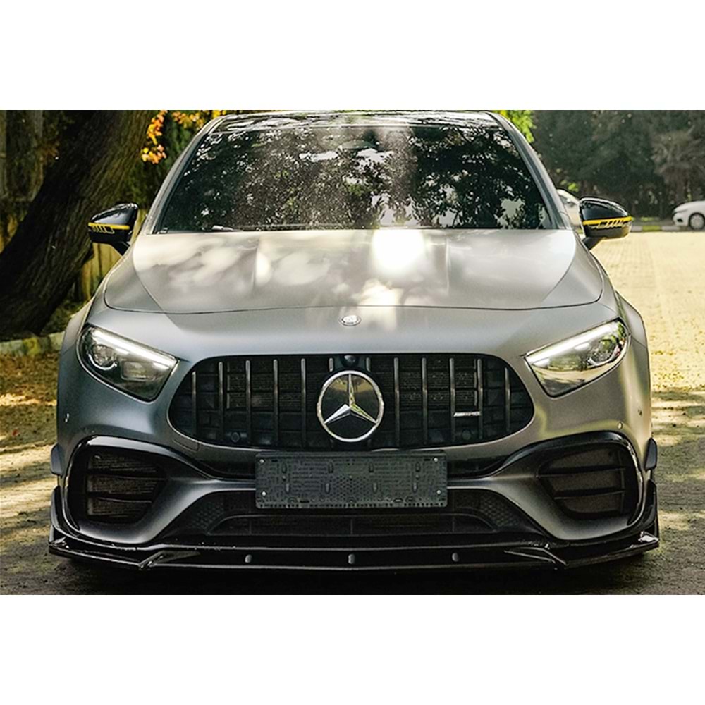 M. Benz W177 A45 2018+ - Tampon Lipi/Ön, A Plus A45 S Aero Pack V1 Stil, Piano Black Parlak Ürün Yüzeyi, Vakum