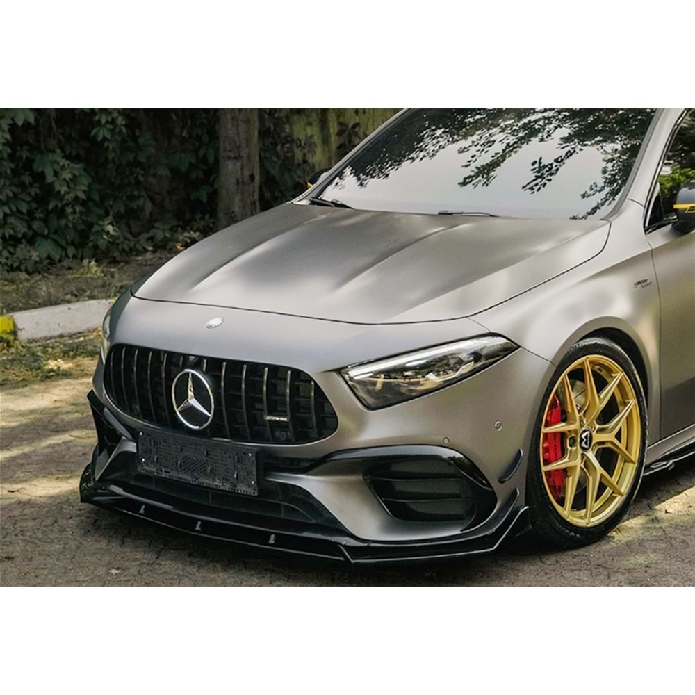 M. Benz W177 A45 2018+ - Tampon Lipi/Ön, A Plus A45 S Aero Pack V1 Stil, Piano Black Parlak Ürün Yüzeyi, Vakum