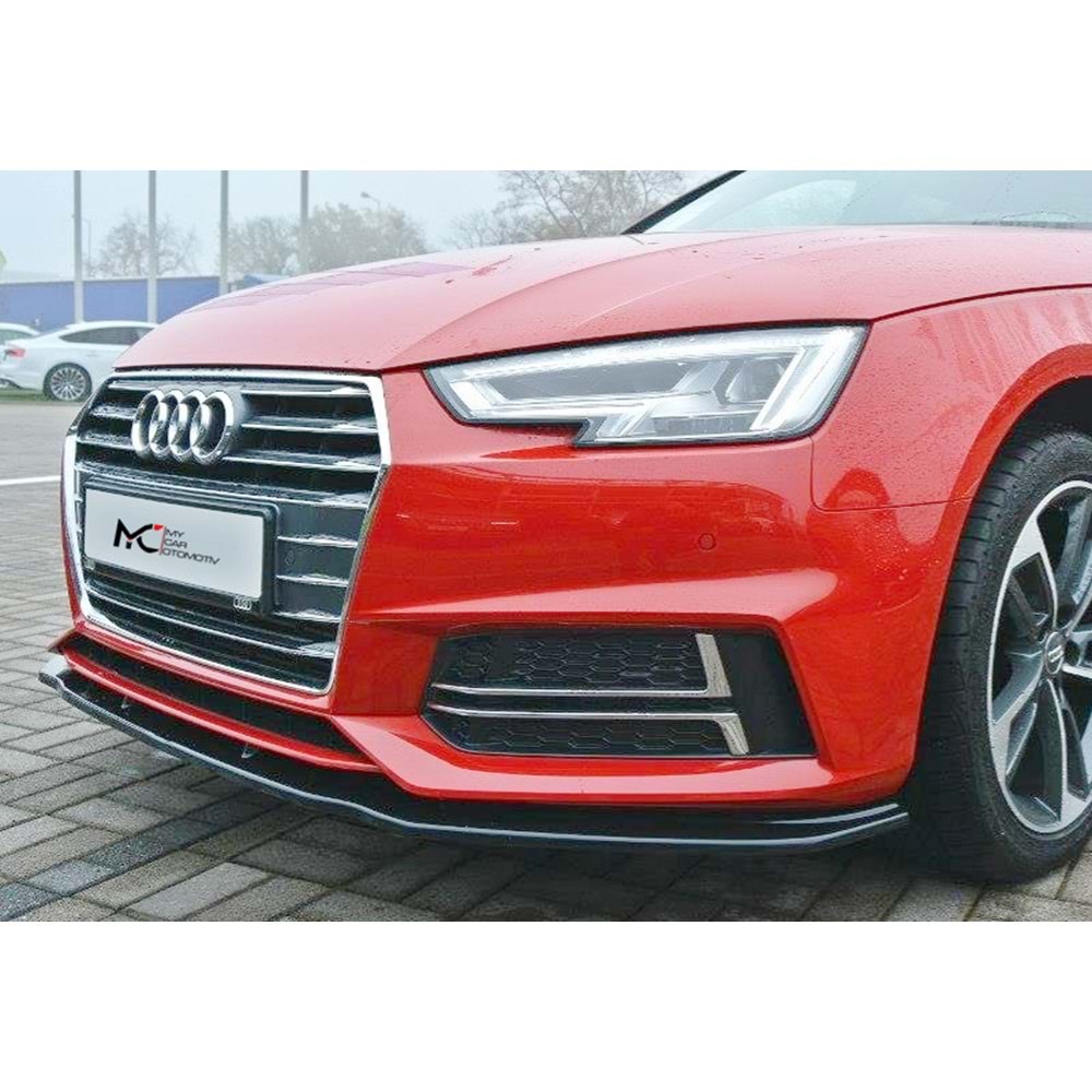 Audi A4 B9 2016+ - Tampon Lipi/Ön, A Plus S4 S Line V2 Stil, Piano Black Parlak Ürün Yüzeyi, Vakum