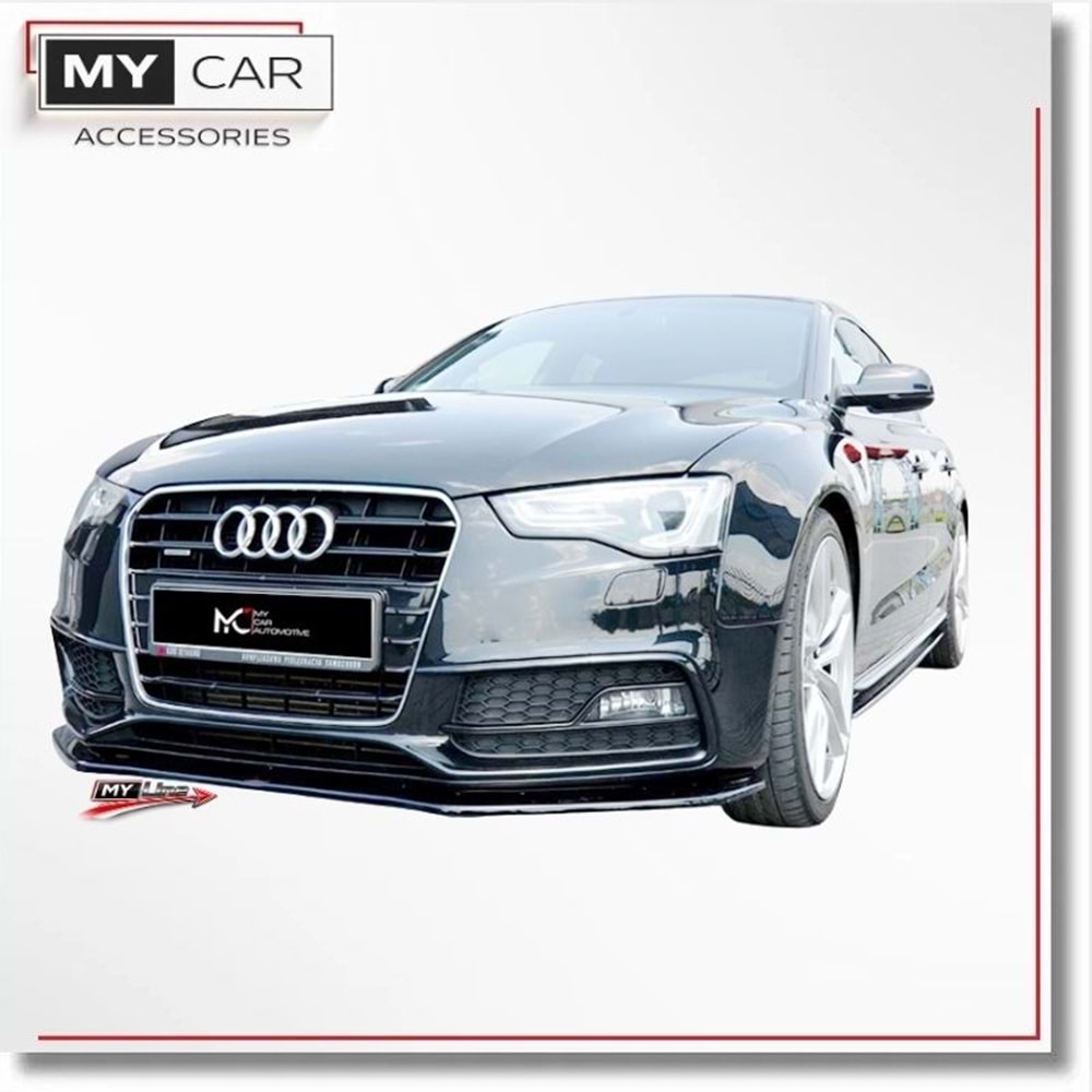 Audi A5 B8 FL 2011+ - Tampon Lipi/Ön, A Plus S Line V1 Stil, Piano Black Parlak Ürün Yüzeyi, Vakum
