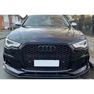 Audi A6 RS6 C7 2011+ - Tampon Lipi/Ön, A Plus RS6 V1 Stil, Piano Black Parlak Ürün Yüzeyi, Vakum