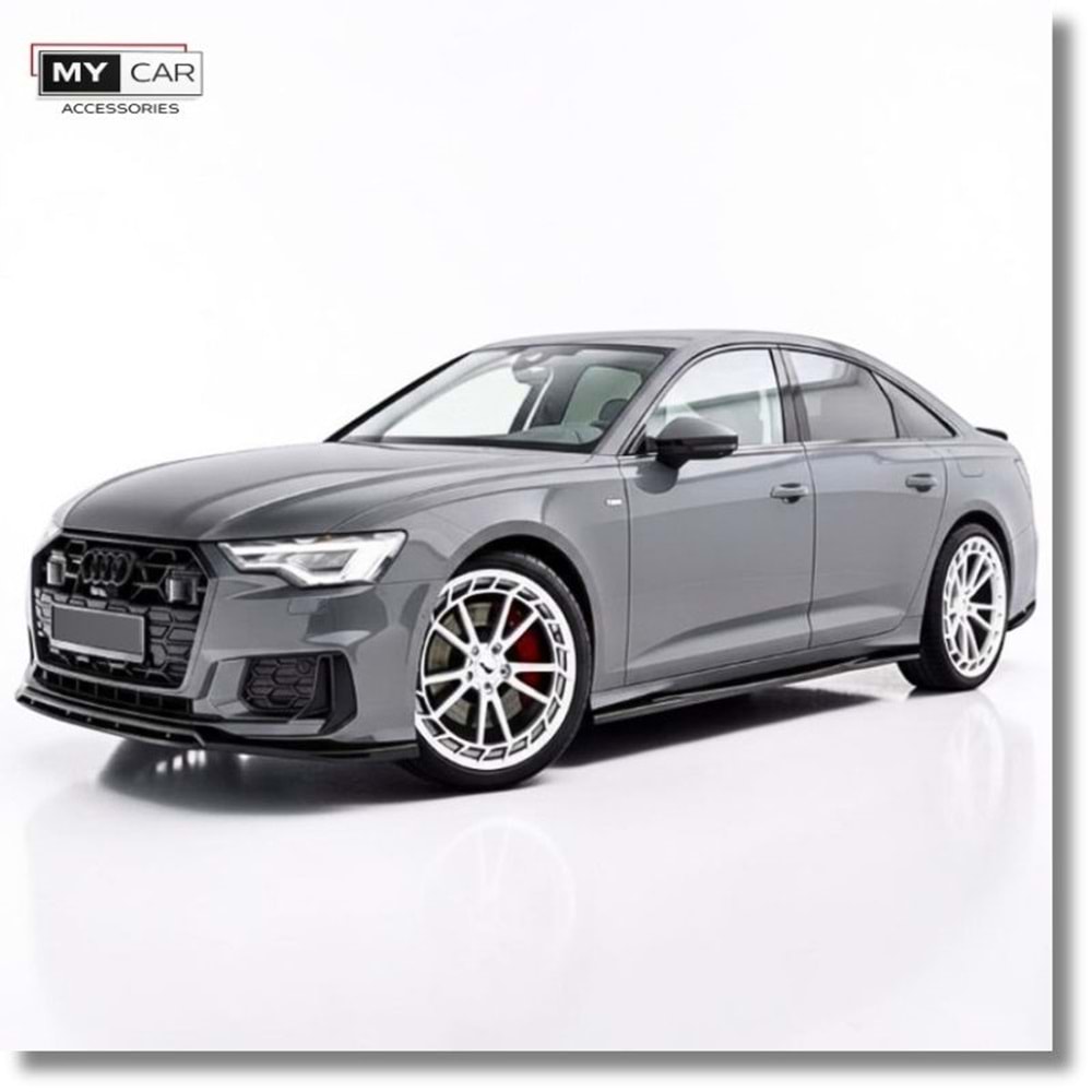 Audi A6 C8 S 2018+ - Marşpiyel Çıta/Yan Alt, A Plus S6/S Line V1 Stil, Piano Black Parlak Ürün Yüzeyi, Vakum, Set