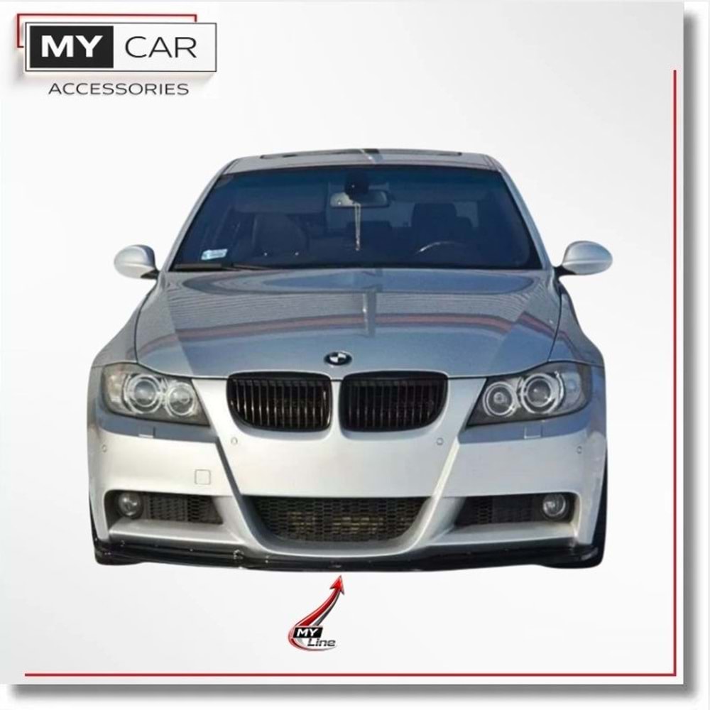 BMW E90 2004+ - Tampon Lipi/Ön, B Plus M Pack V1 Stil, Piano Black Parlak Ürün Yüzeyi, Vakum