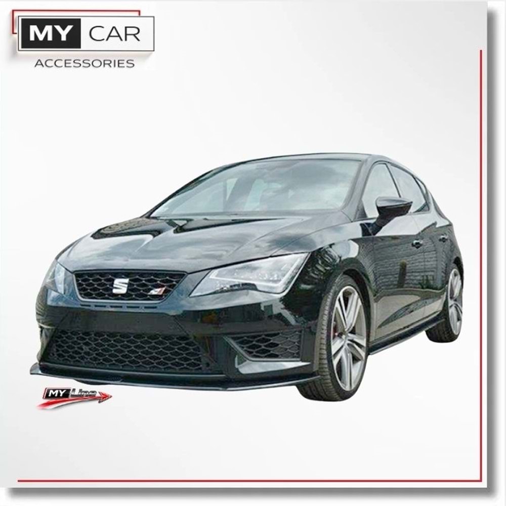 Seat Leon Mk3 2012+ - Tampon Lipi/Ön, B Plus, Cupra/FR V1 Stil, Piano Black Ürün Yüzeyi, Vakum