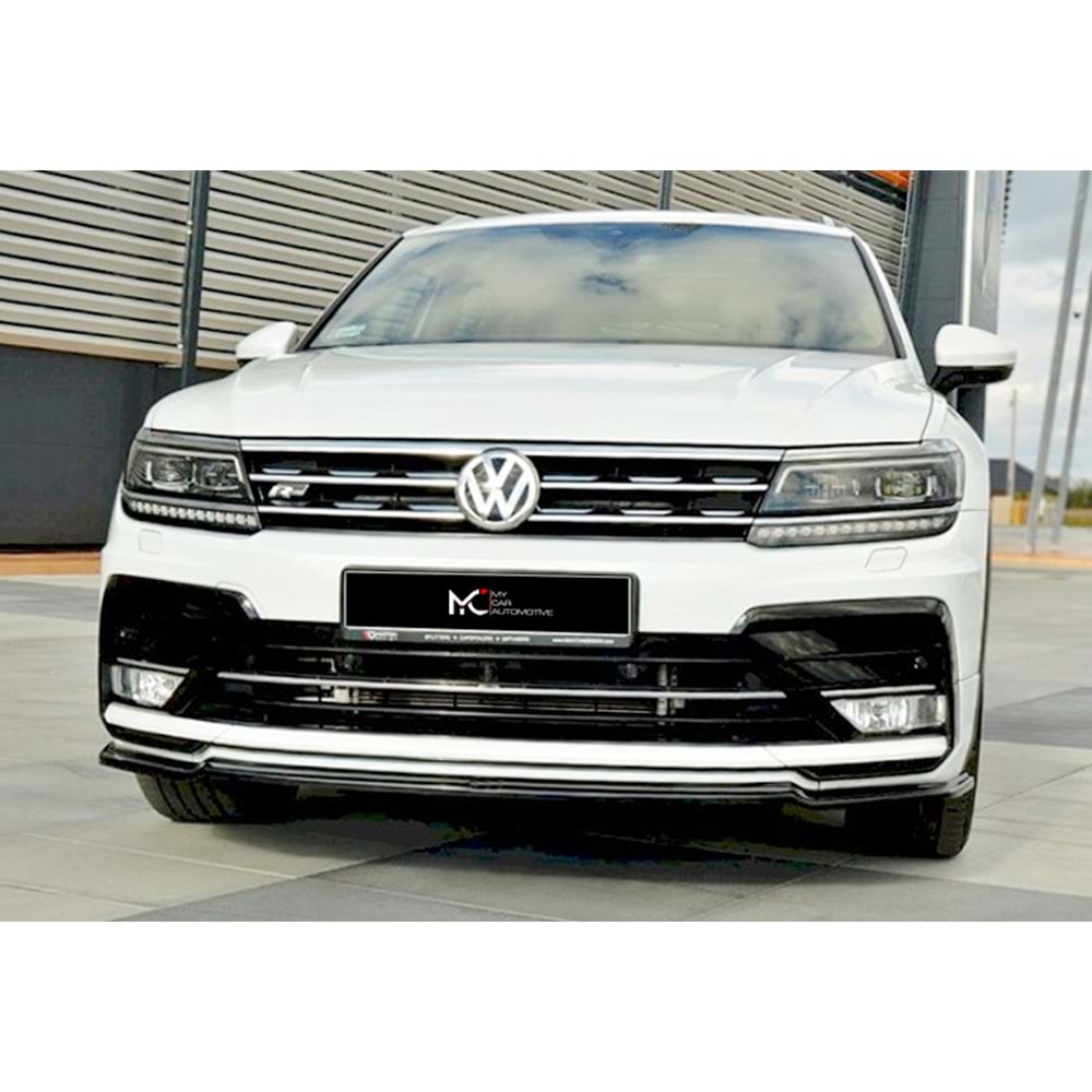 VW Tiguan R Mk2 2016+ - Tampon Lipi/Ön, A Plus R/R Line V1 Stil, Piano Black Parlak Ürün Yüzeyi, Vakum