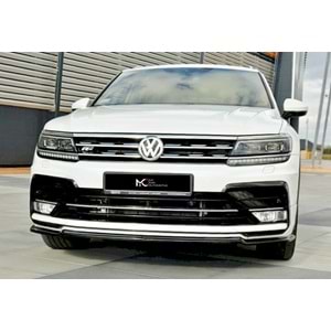 VW Tiguan R Mk2 2016+ - Tampon Lipi/Ön, A Plus R/R Line V1 Stil, Piano Black Parlak Ürün Yüzeyi, Vakum