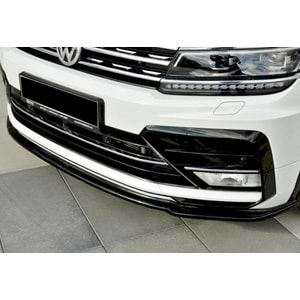 VW Tiguan R Mk2 2016+ - Tampon Lipi/Ön, A Plus R/R Line V1 Stil, Piano Black Parlak Ürün Yüzeyi, Vakum