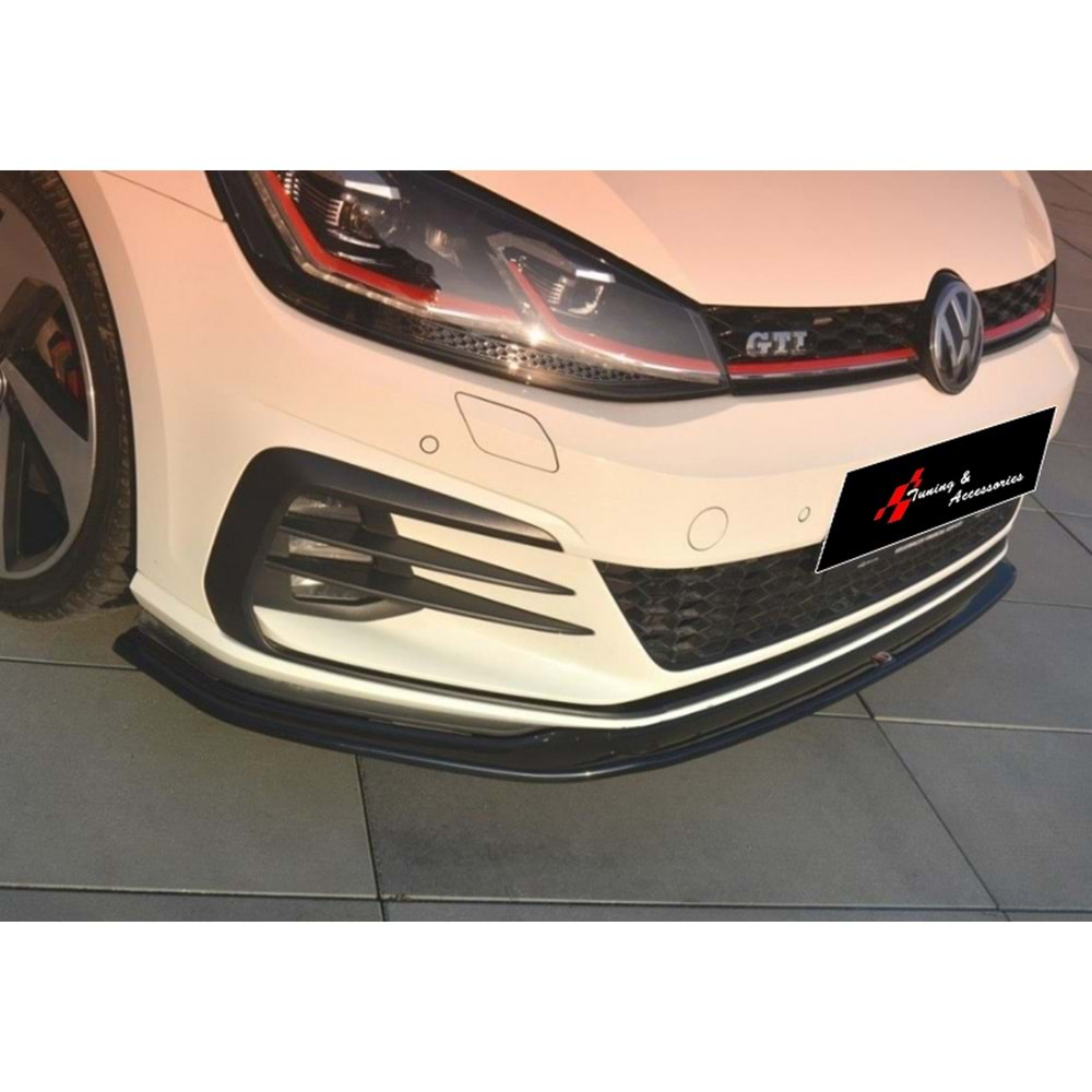 VW Golf Mk7 FL 2017+ - Ön Lip GTI V2 Max Design, Piano Black Ürün Yüzeyi, Vkm.