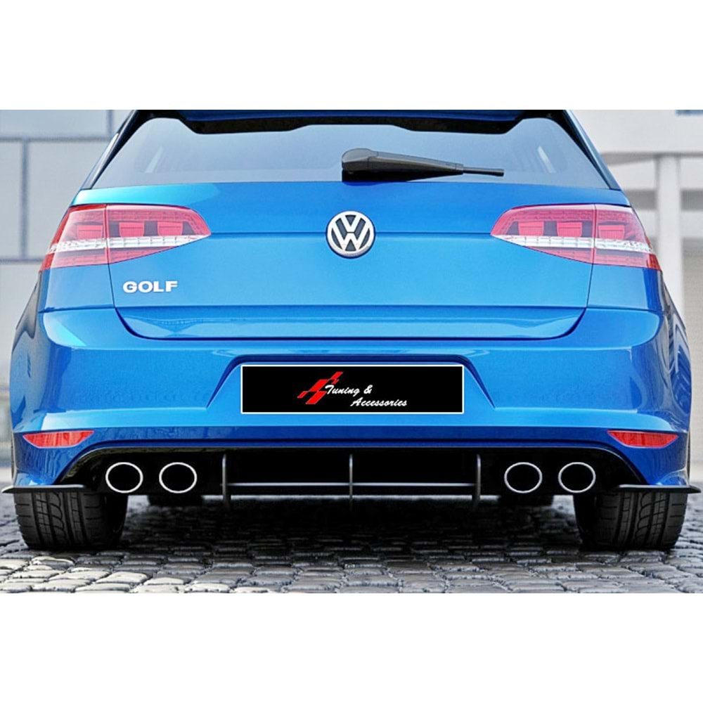 VW Golf Mk7 2012+ - Difüzör/Arka Splitter CNC R V1 Style, Mat Siyah Ürün Yüzeyi, Vkm.