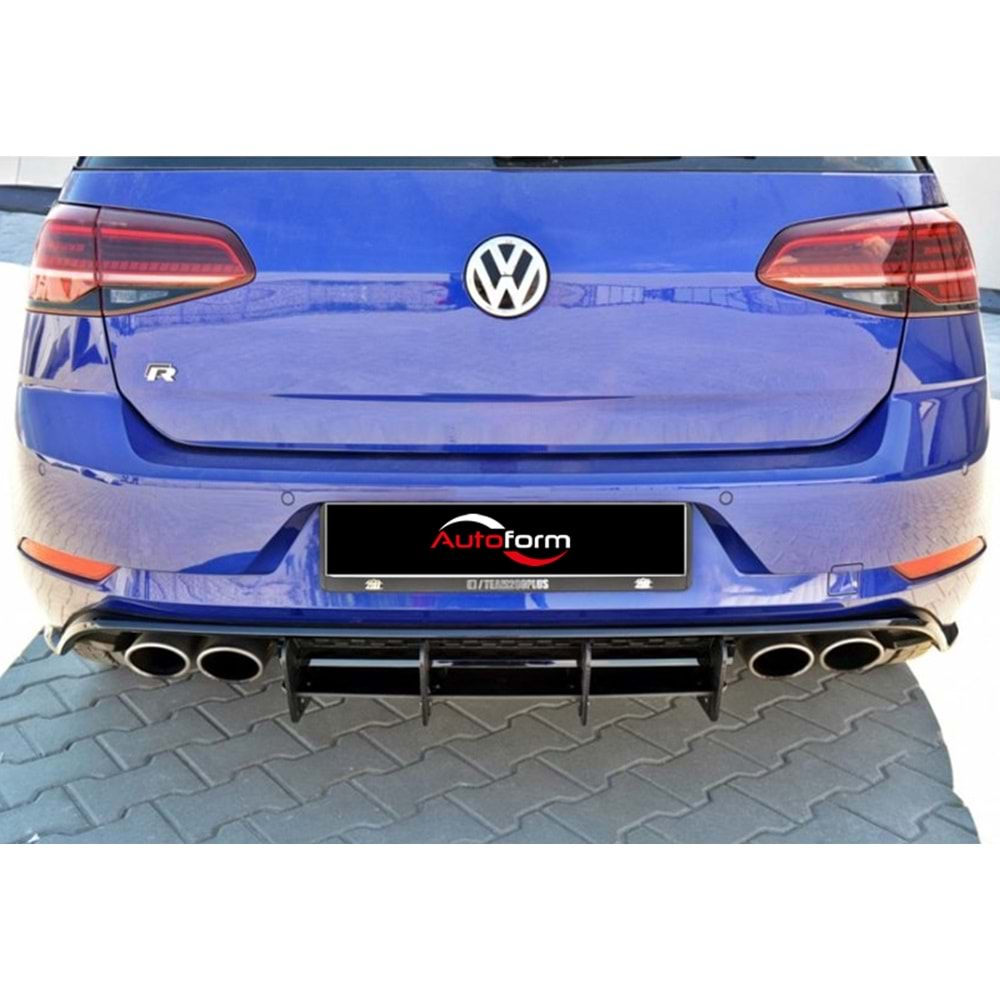 VW Golf Mk7 FL 2017+ - Difüzör Splitter R Max Design CNC 4W, Mat Siyah Vkm.