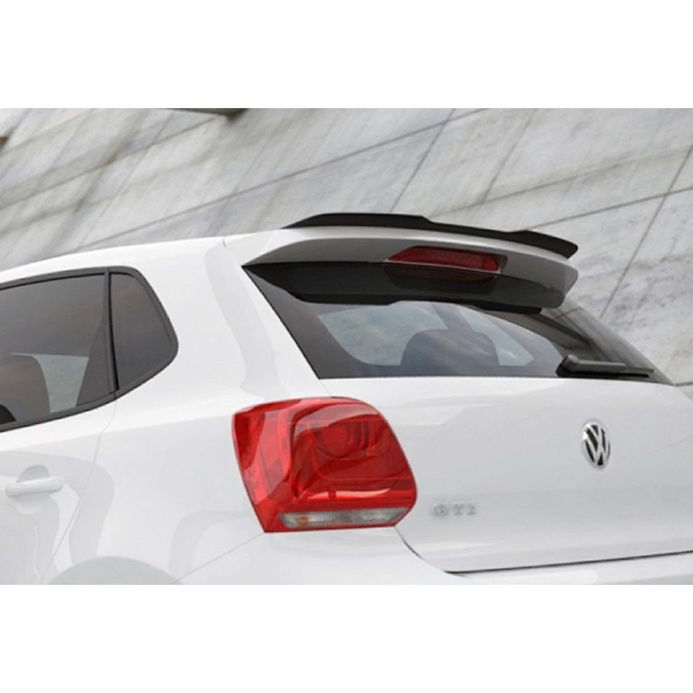 VW Polo Mk5 2009+ - Spoiler B Plus GTI/R Line V1 Stil, Tavan Üzeri, Piano Black Ürün Yüzeyi, Vakum