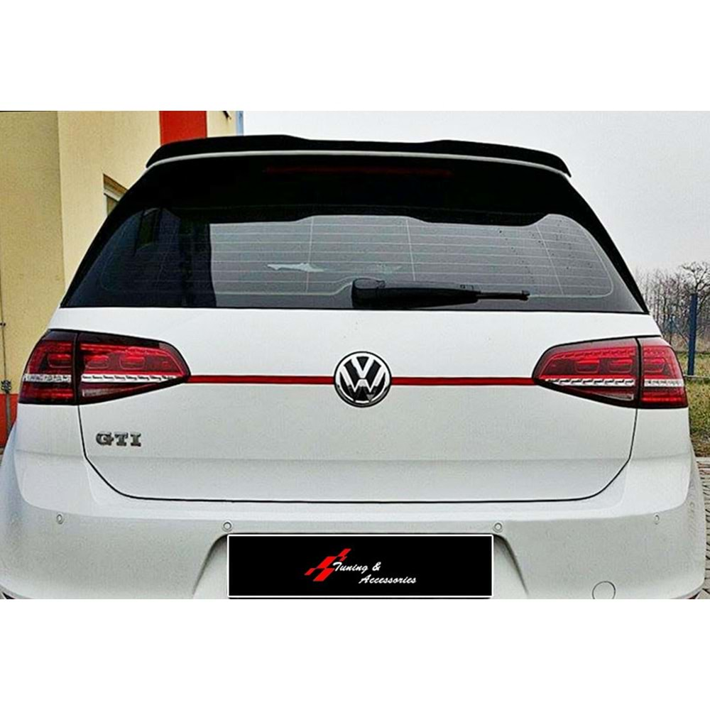 VW Golf Mk7 2012+ - Spoiler Max Design GTI Highline R V2 Stil Tavan Üzeri, Piano Black Ürün Yüzeyi, Vkm.