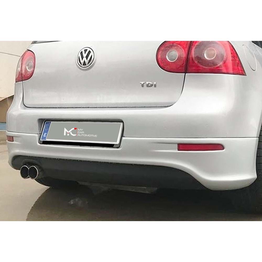 VW Golf Mk5 2003+ - Tampon Ek/Arka, A Plus R32 Custom V1 Stil, Sol Çiftli Çıkış, İşlem Yapılmamış Ham Ürün Yüzeyi, Vakum