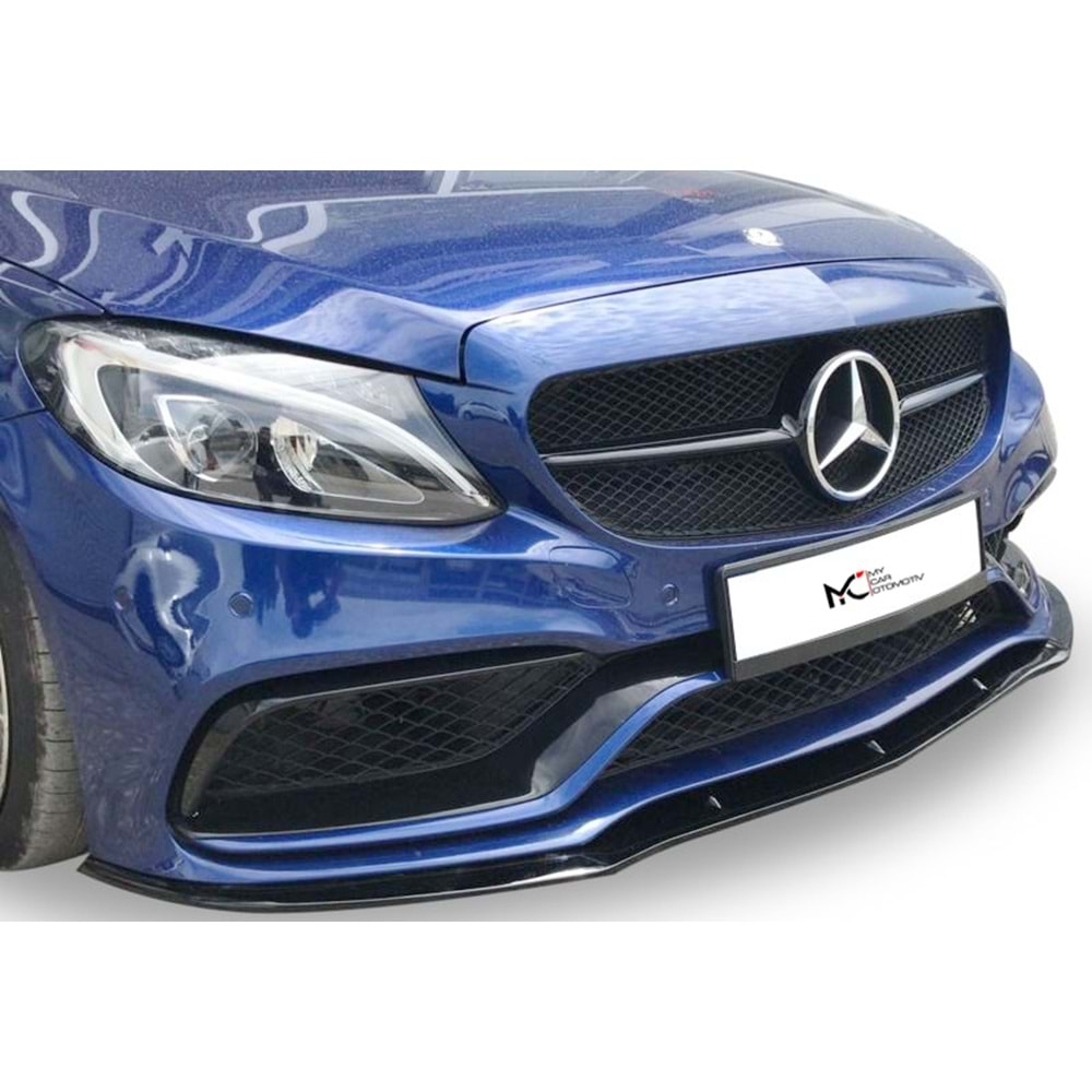 M. Benz W205 2015+ - Lip/Ön C63 AMG V1 Stil TW., Mat Siyah Ürün Yüzeyi Vkm.