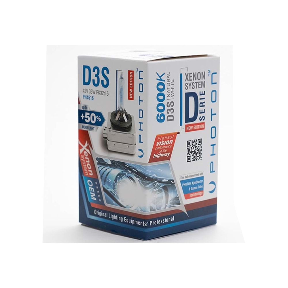 W.Photon - D3S Xenon Ampul, Oem Stil 6000K, % 50 Aydınlatma