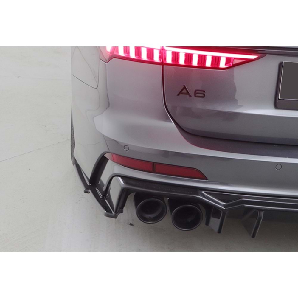 Audi A6 S C8 2018+ - Tampon Flap/ Arka Yan, A Plus S/S Line V3 Stil, Piano Black Parlak Ürün Yüzeyi, Vakum, Set