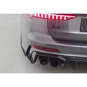 Audi A6 S C8 2018+ - Tampon Flap/ Arka Yan, A Plus S/S Line V3 Stil, Piano Black Parlak Ürün Yüzeyi, Vakum, Set