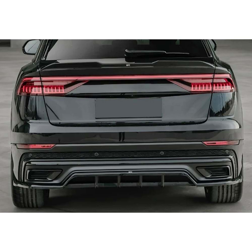 Audi Q8 S Mk1 2019+ - Tampon Lipi/Arka, A Plus S/S Line V1 Stil, Piano Black Parlak Ürün Yüzeyi, Vakum