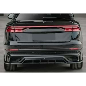 Audi Q8 S Mk1 2019+ - Tampon Lipi/Arka, A Plus S/S Line V1 Stil, Piano Black Parlak Ürün Yüzeyi, Vakum