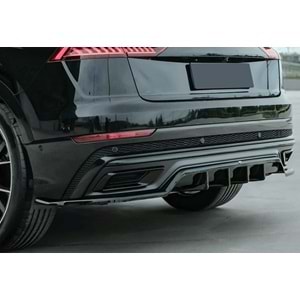 Audi Q8 S Mk1 2019+ - Tampon Lipi/Arka, A Plus S/S Line V1 Stil, Piano Black Parlak Ürün Yüzeyi, Vakum