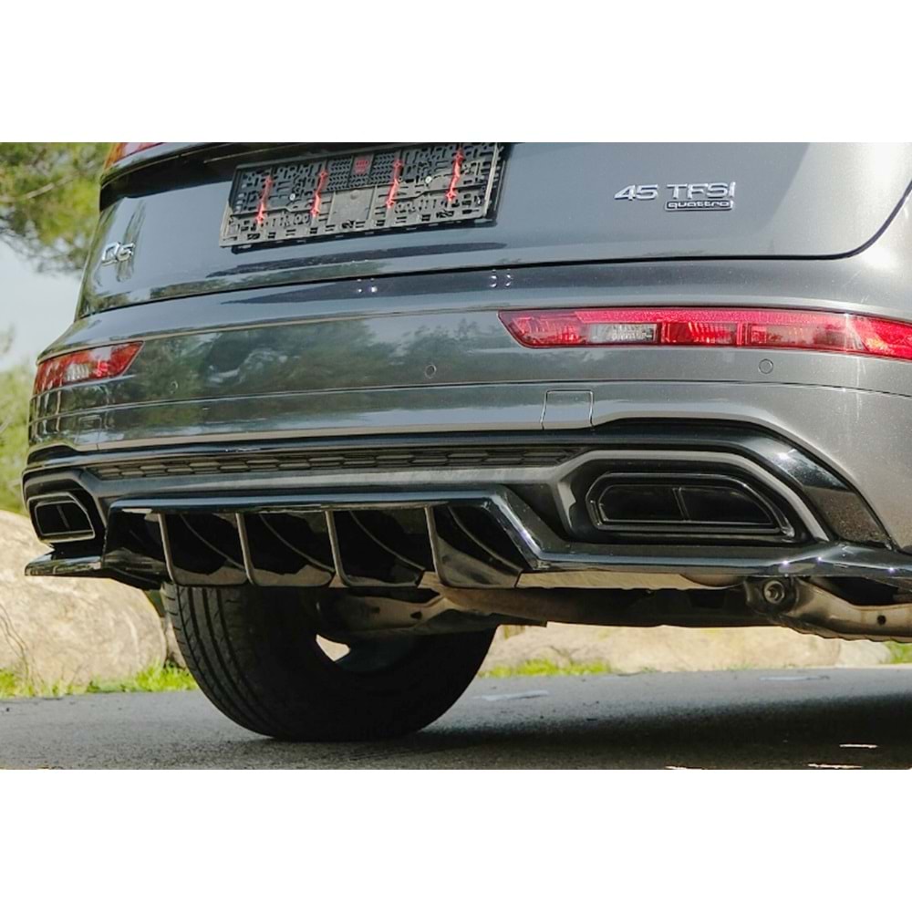Audi Q5 S Mk2 FL 2021+ - Tampon Lipi/Arka, A Plus S/S Line V1 Stil, Piano Black Parlak Ürün Yüzeyi, Vakum