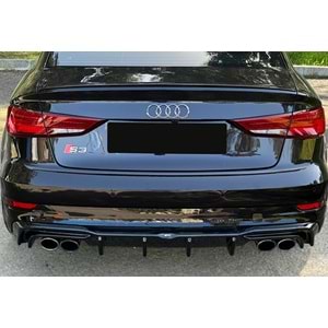 Audi A3 S3 8V FL SD 2017+ - Difüzör/Arka A Plus S3 V1 Stil, Piano Black Parlak Ürün Yüzeyi, Vkm.