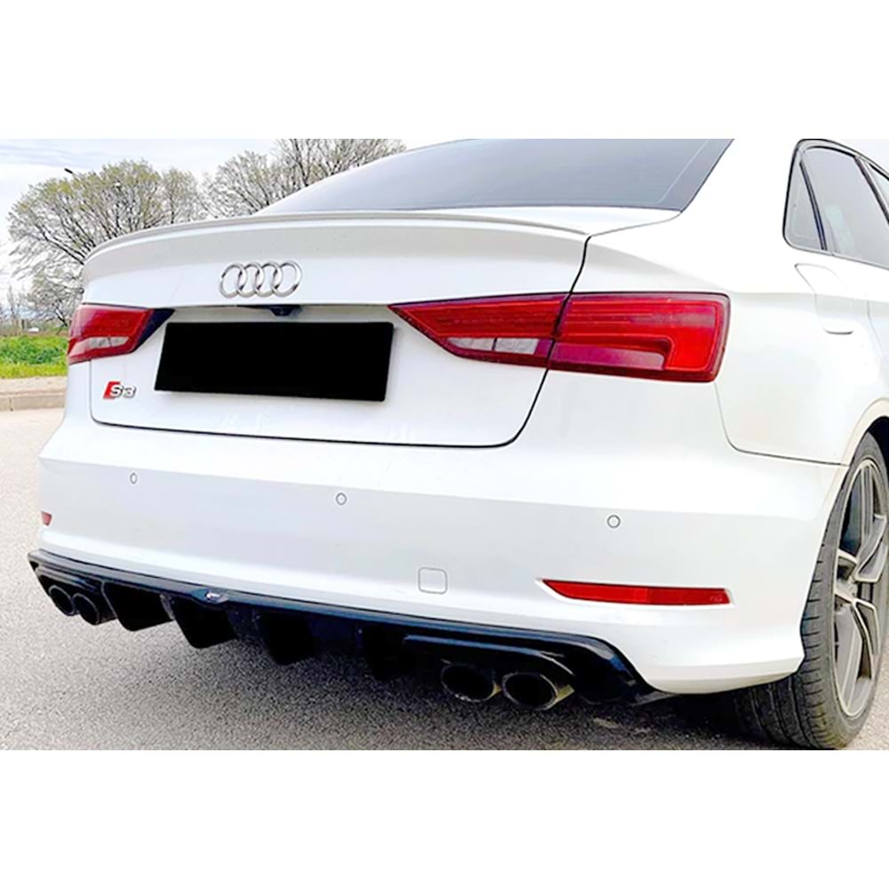 Audi A3 S3 8V SD 2012+ - Difüzör/Arka A Plus S3 V1 Stil, Piano Black Parlak Ürün Yüzeyi, Vkm.