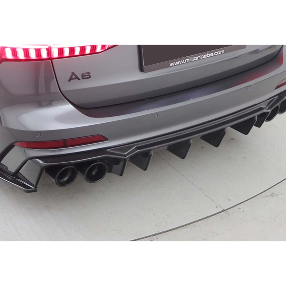 Audi A6 S6 C8 2018+ - Difüzör/Arka A Plus S6/S6 Line V3 Stil, Piano Black Parlak Ürün Yüzeyi, Vkm., Set