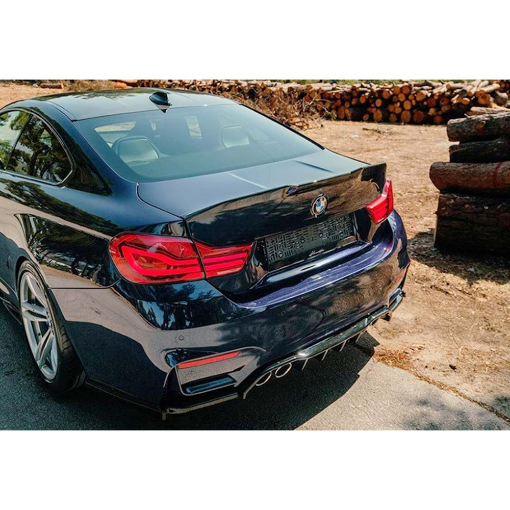 BMW F82 2014+ - Difüzör/Arka A Plus+ M4 V1 Stil, Piano Black Parlak Ürün Yüzeyi, Vkm.