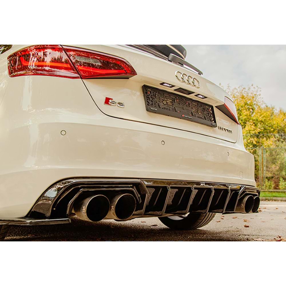 Audi A3 S3 8V SB 2012+ - Difüzör/Arka A Plus S3 V1 Stil, Piano Black Parlak Ürün Yüzeyi, Vkm.