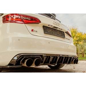 Audi A3 S3 8V SB 2012+ - Difüzör/Arka A Plus S3 V1 Stil, Piano Black Parlak Ürün Yüzeyi, Vkm.