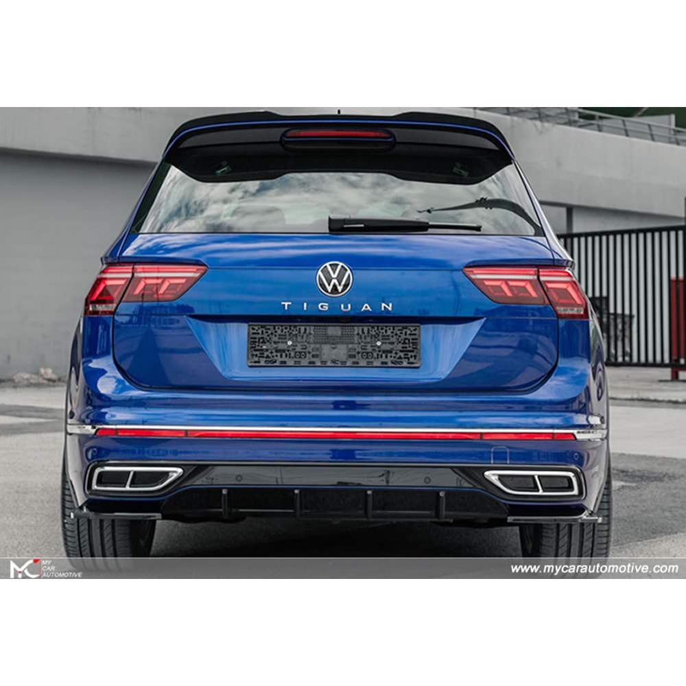 VW Tiguan Mk2 FL 2020+ - Difüzör/Arka A Plus R/R Line V1 Stil, Piano Black Parlak Ürün Yüzeyi Vkm.