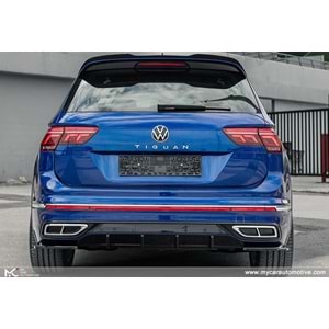 VW Tiguan Mk2 FL 2020+ - Difüzör/Arka A Plus R/R Line V1 Stil, Piano Black Parlak Ürün Yüzeyi Vkm.