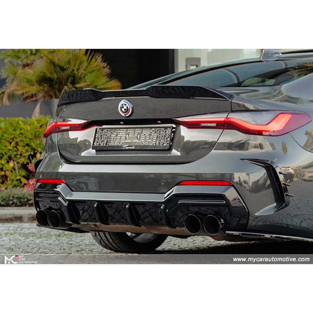 BMW G22 2020+ - Difüzör/Arka, A Plus M440i M Pack V2 Stil, Piano Black Parlak Ürün Yüzeyi, Vakum