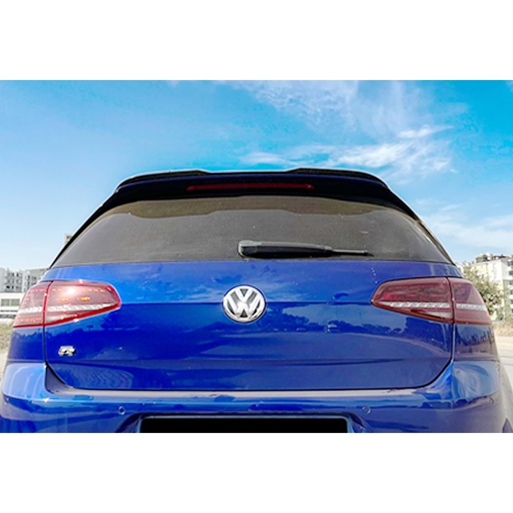 VW Golf Mk7 2012+ - Spoiler A Plus GTI/R/R Line V2 Cap Stil, Çift Taraflı Piano Black Parlak Ürün Yüzeyi, Vakum