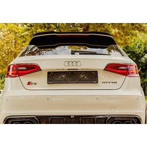 Audi A3 S 8V FL SB 2017+ - Spoiler, A Plus S3/S Line Cap V1 Stil, Tavan üzeri, Çift Taraflı Piano Black Parlak Ürün Yüzeyi, Vakum