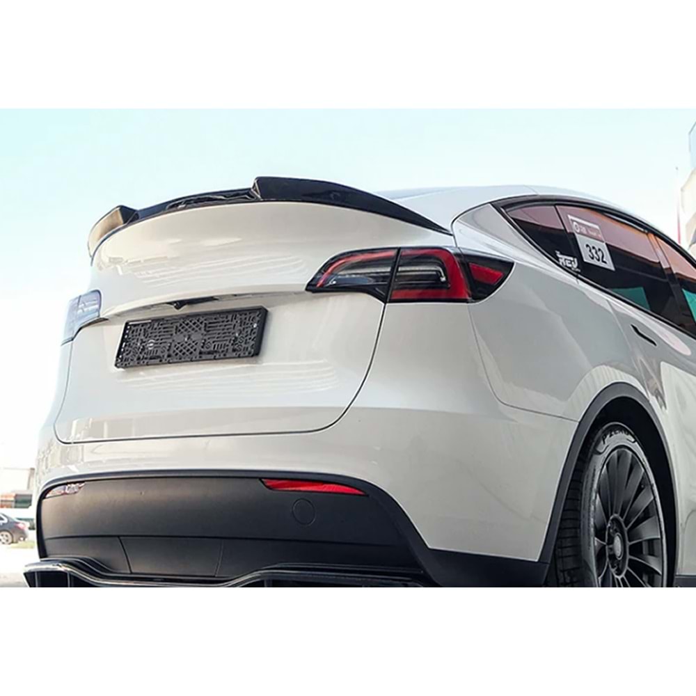 Tesla Model Y 1 2020+ - Spoiler, A Plus Std. Line Cap V1 Stil, Cam Altı, Piano Black Parlak Ürün Yüzeyi, Vakum