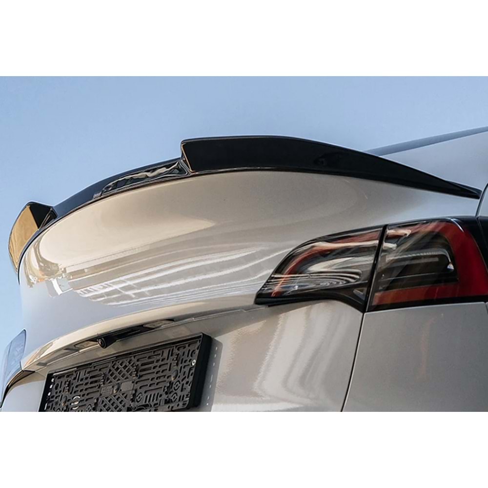 Tesla Model Y 1 2020+ - Spoiler, A Plus Std. Line Cap V1 Stil, Cam Altı, Piano Black Parlak Ürün Yüzeyi, Vakum