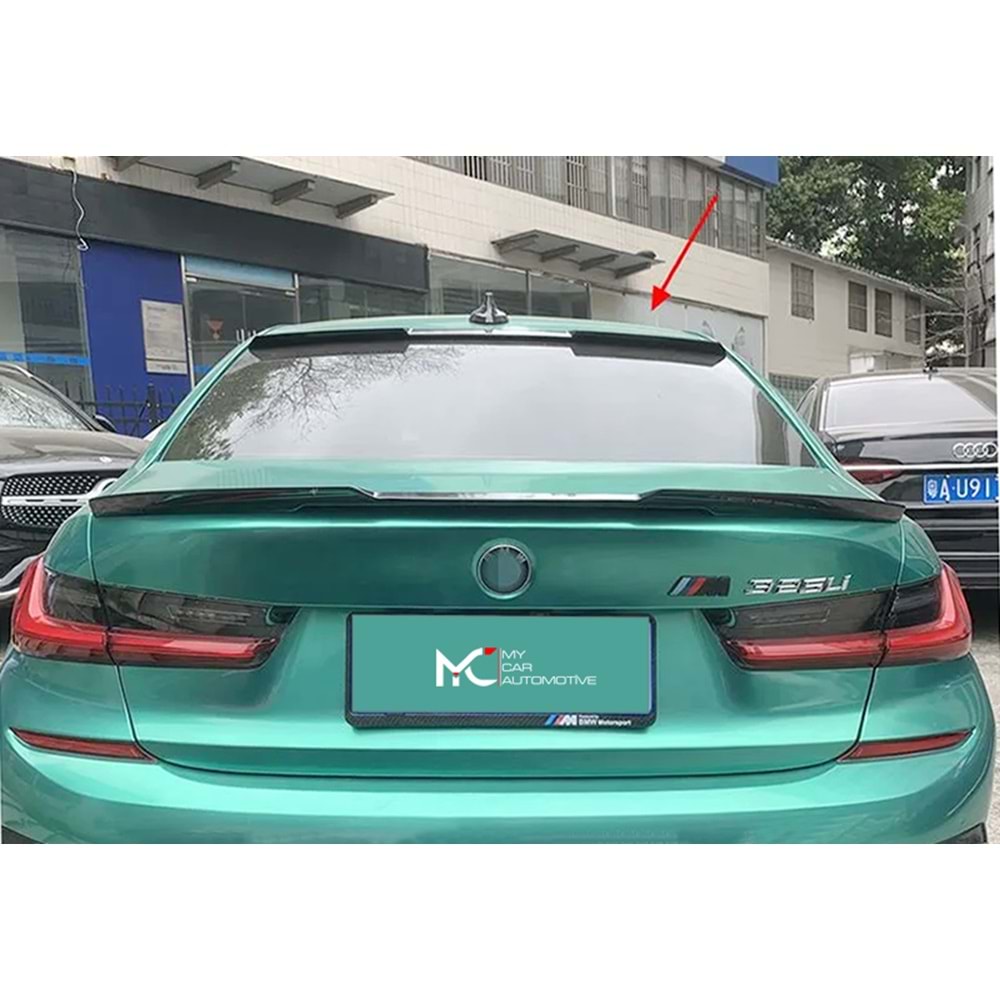 BMW G20 2019+ - Spoiler M4 V1 Stil Stil Cam Üzeri , Piano Black Boyalı Ürün Yüzeyi ABS