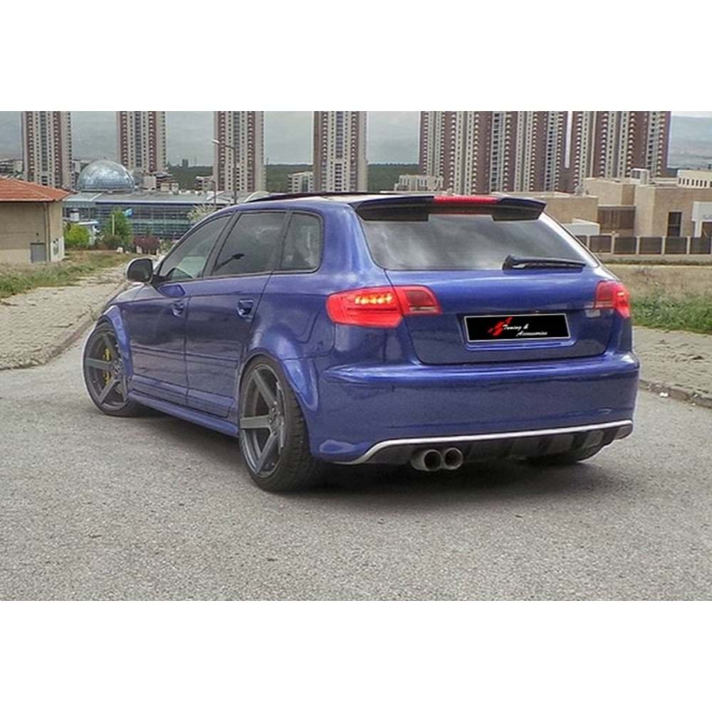 Audi A3 8P HB/5D 2003+ - Spoiler RS3 Stil Tavan Üzeri, Piano Black Yüzey Vakum