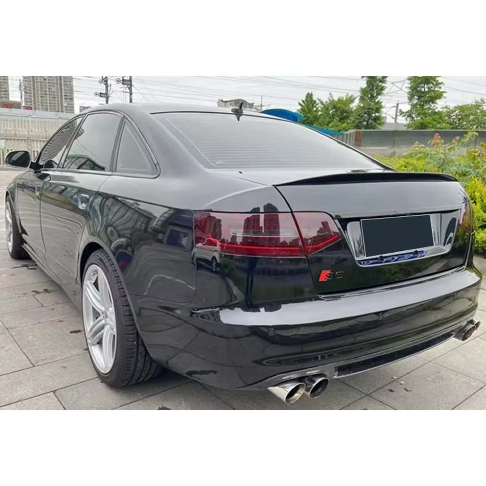 Audi A6 C6 2006+ - Spoiler S6 V2 Stil Bagaj Üzeri, Piano Black Boyalı Ürün Yüzeyi, ABS